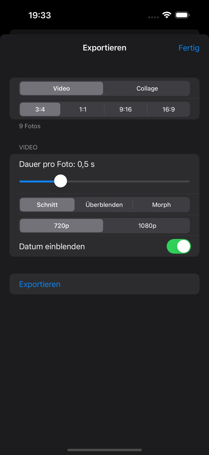 Export-Einstellungen